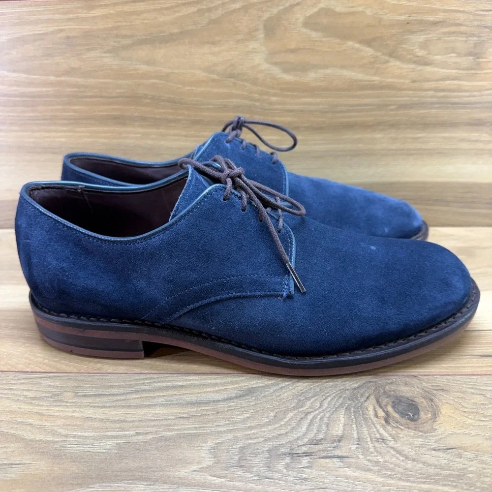 ALLEN EDMONDS Nomad Blue Suede Oxfords 8 D Feather Welt Business Casual